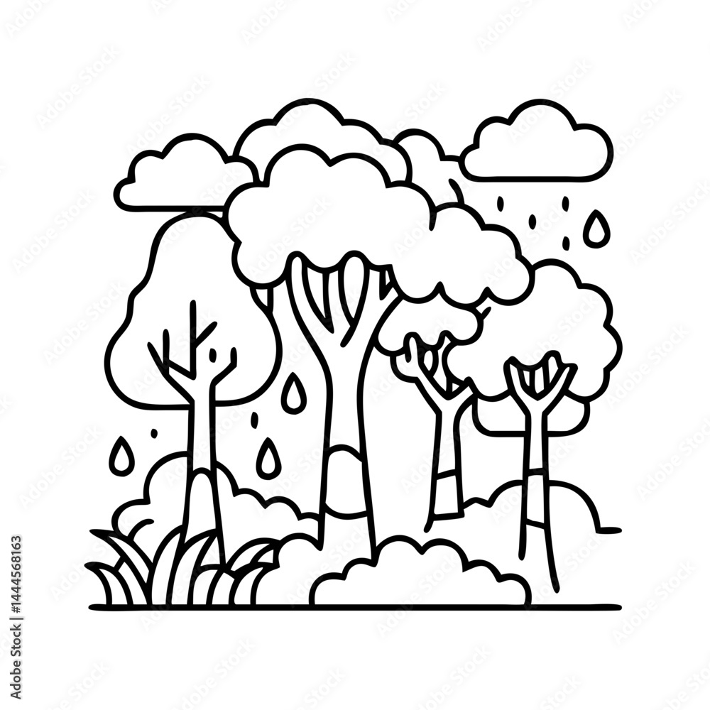 Naklejka premium rainforest icon, rainforest line art - simple line art of rainforest, perfect for rainforest logos and icons