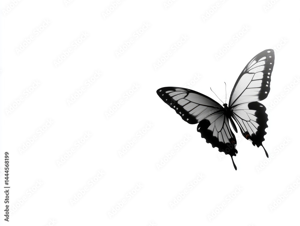 Fototapeta premium Elegant butterfly in flight against a plain background