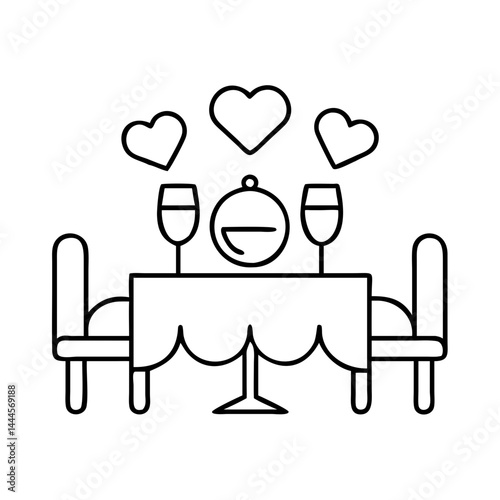 romantic dinner icon, romantic dinner line art - simple line art of romantic dinner, perfect for romantic dinner logos and icons