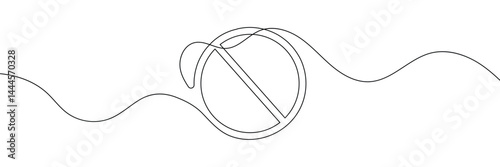 Linear prohibition continuous sign vector. Black stop sign drawn line. The no sign is a continuous line. Vector linear design ban