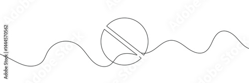 Linear prohibition continuous sign vector. Black stop sign drawn line. The no sign is a continuous line. Vector linear design ban