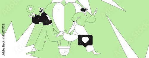 Happy Valentine's Day flat character vector concept business hand drawn illustration
