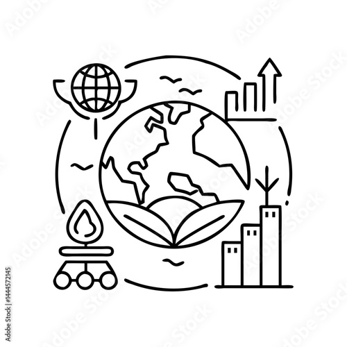 sustainable development icon, sustainable development line art - simple line art of sustainable development, perfect for sustainable development logos and icons