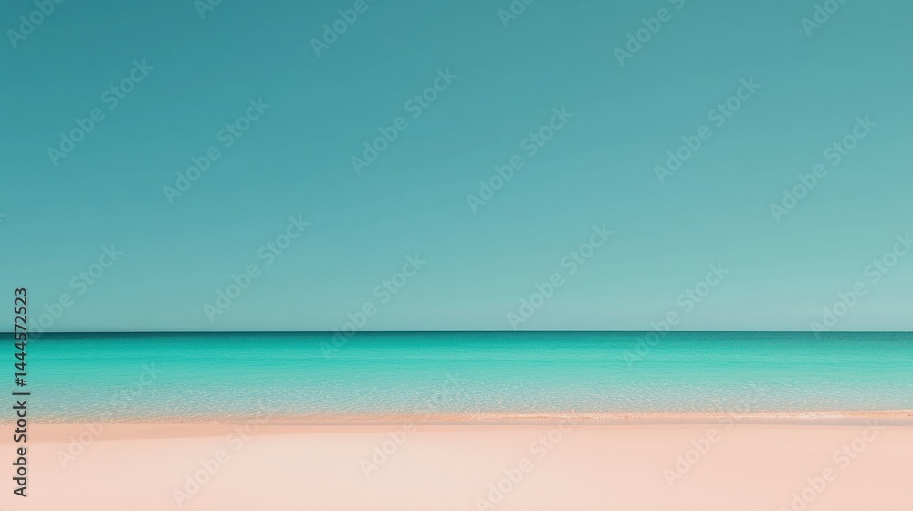 Fototapeta premium Calm ocean and sky meeting serene sandy shorelines perfectly