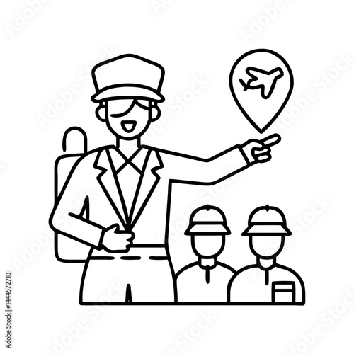 tour guide icon, tour guide line art - simple line art of tour guide, perfect for tour guide logos and icons