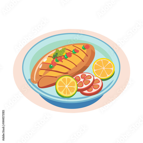  Illustration of Salmon with Citrus Salsa
