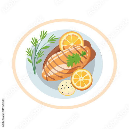  Grilled Salmon with Lemon Dill Sauce