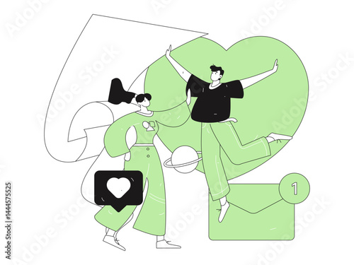 Happy Valentine's Day flat character vector concept business hand drawn illustration
