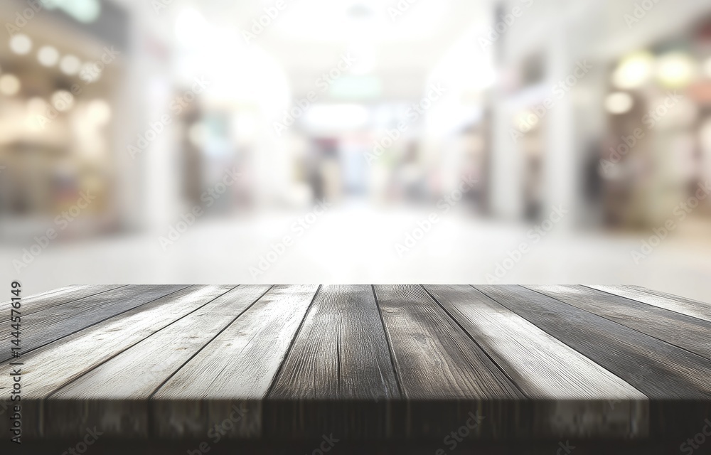 custom made wallpaper toronto digitalWooden table top, out-of-focus shopping mall background  A rustic, weathered wooden surface extends across the foreground,