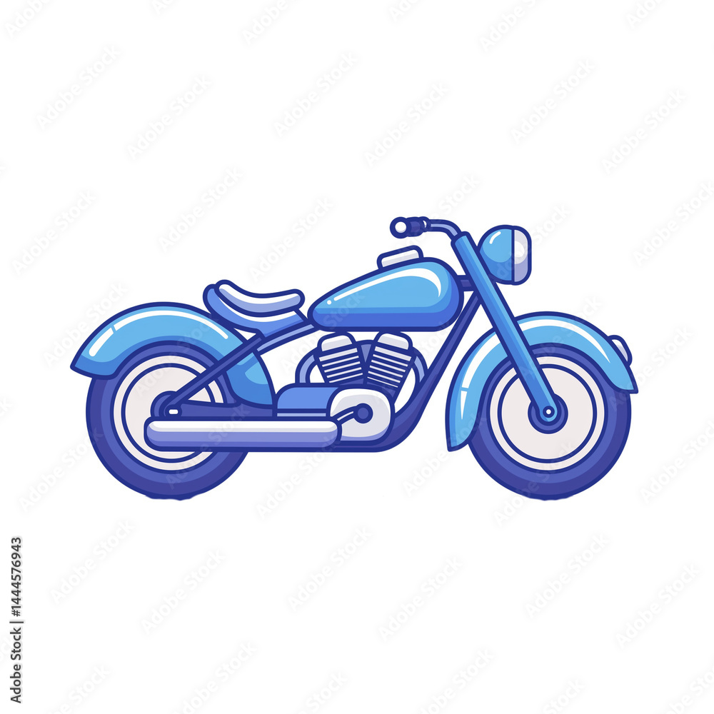 Fototapeta premium Classic blue motorcycle parked in a sunny scene