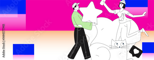Happy Valentine's Day flat character vector concept business hand drawn illustration
