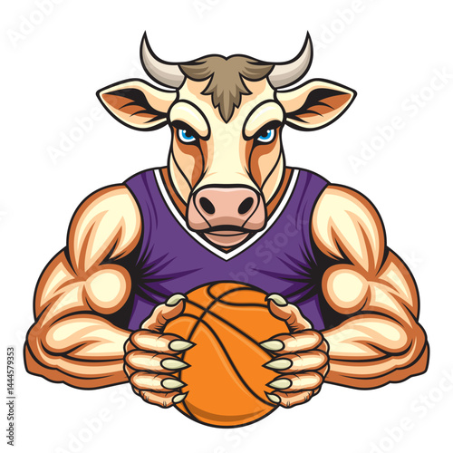 cow basketball mascot vector illustration design