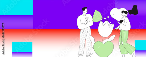 Happy Valentine's Day flat character vector concept business hand drawn illustration
