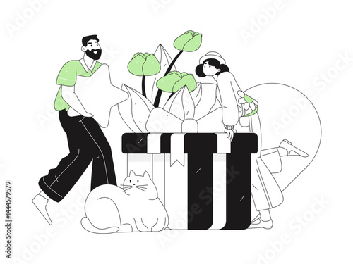Happy Valentine's Day flat character vector concept business hand drawn illustration
