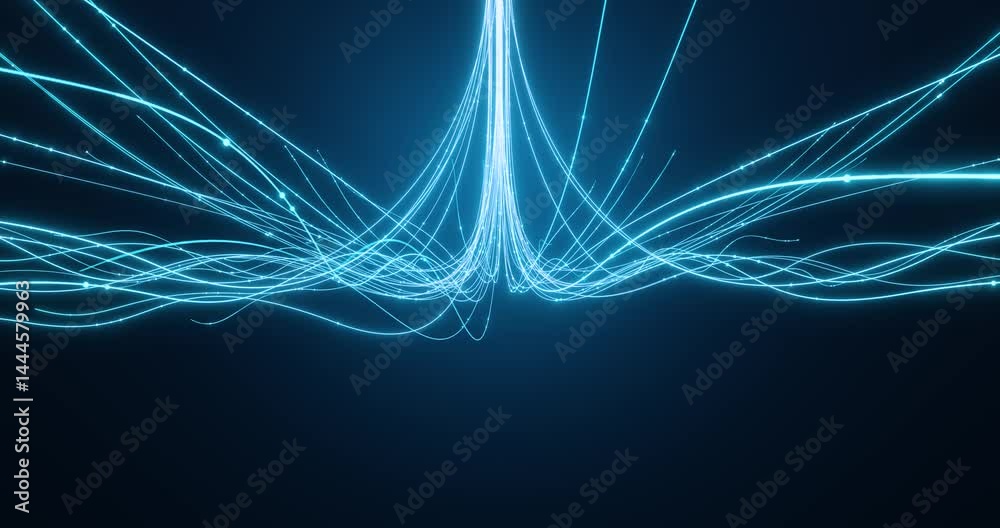 3d rendering Glowing blue fiber optics spreading data flowing