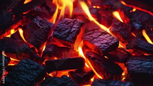 Combustion of coals. Generative AI video.