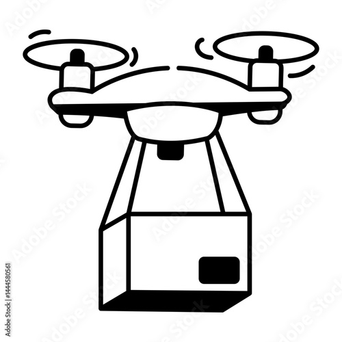 Doodle style illustration of drone delivery 
