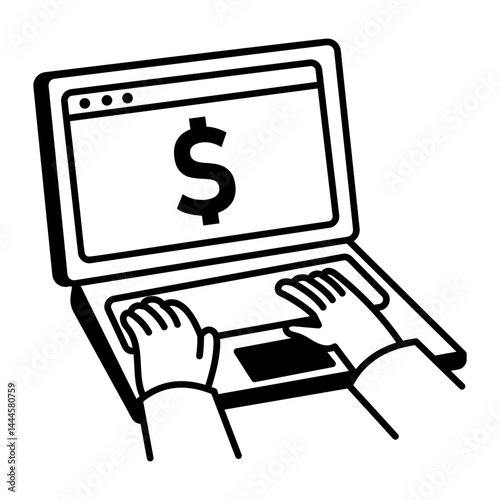 Hand drawn style illustration of online payment 
