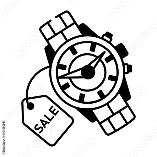 Sketchy style illustration of watch sale 
