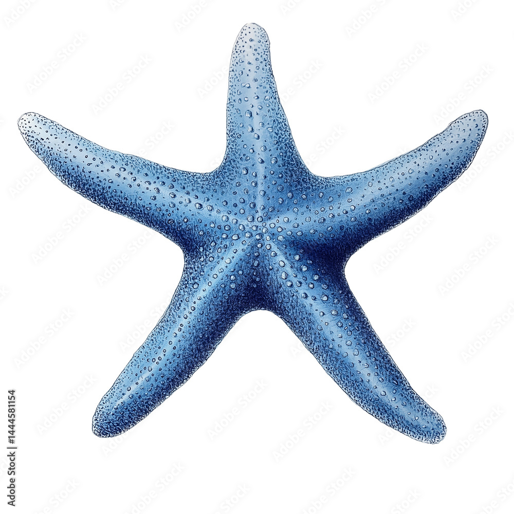 Blue starfish resting on a smooth surface in daylight Blue starfish resting on a smooth surface in daylight