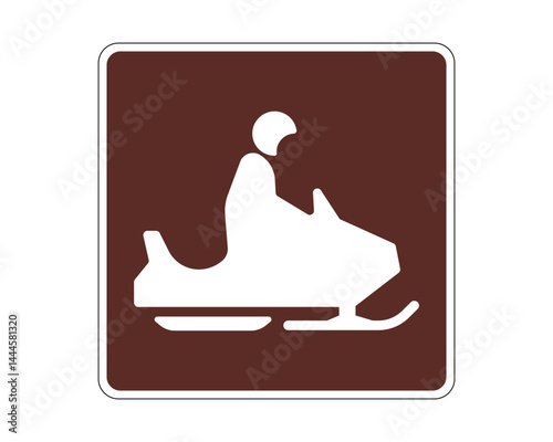 Snowmobile Trail Indication Traffic Sign for Guiding to Designated Snowmobile Routes – High Quality Vectorial Stock Road Sign