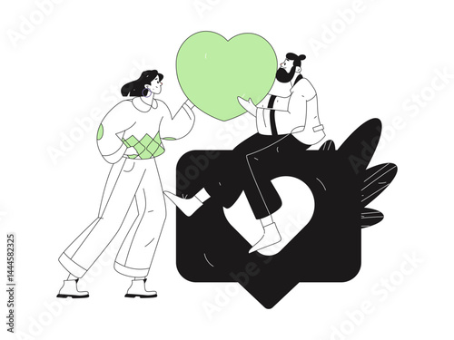 Happy Valentine's Day flat character vector concept business hand drawn illustration

