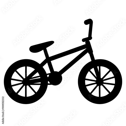 Black Silhouette of a BMX Bicycle for Kids Outdoor Recreation