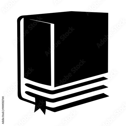 A Simple Black and White Illustration of a Closed Book with a Bookmark