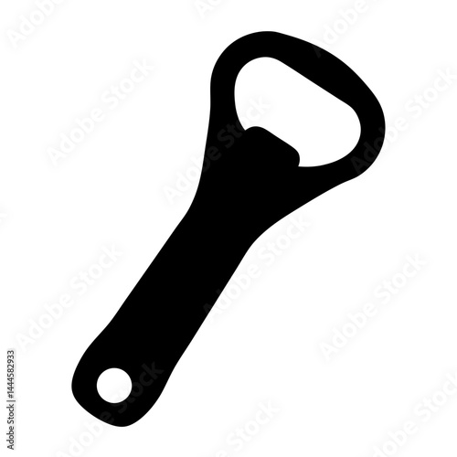 Simple Black Silhouette of a Bottle Opener Tool for Drinks