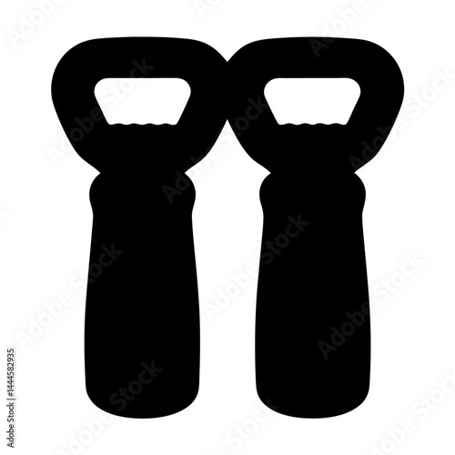 Pair of Classic Bottle Openers Black Silhouette Design Element