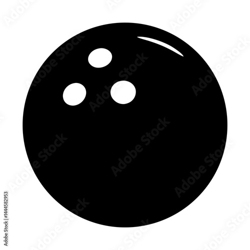 Black and White Bowling Ball Icon Simple Graphic Design Element
