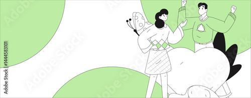 Happy Valentine's Day flat character vector concept business hand drawn illustration
