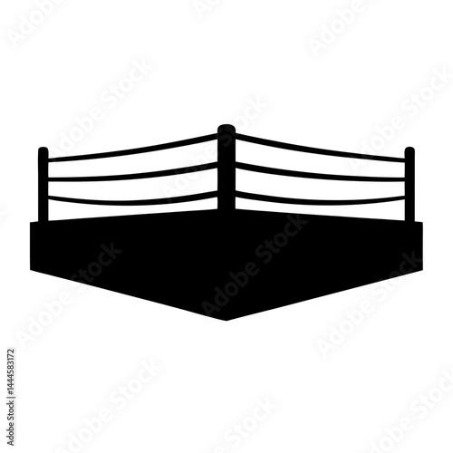 Boxing Ring Silhouette Icon Black and White Graphic Image