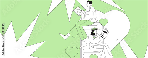 Happy Valentine's Day flat character vector concept business hand drawn illustration
