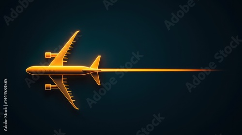 Wallpaper Mural An illuminated airplane flying with a glowing trail through the darkness Torontodigital.ca