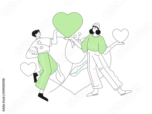 Happy Valentine's Day flat character vector concept business hand drawn illustration
