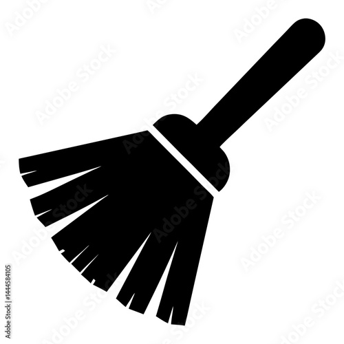 Black and White Illustration of a Cleaning Broom for Sweeping Dust and Debris