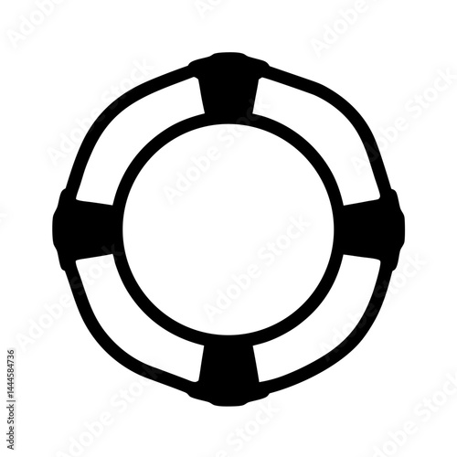 A black and white image of a life preserver or lifebuoy a flotation device for water safety