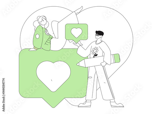 Happy Valentine's Day flat character vector concept business hand drawn illustration
