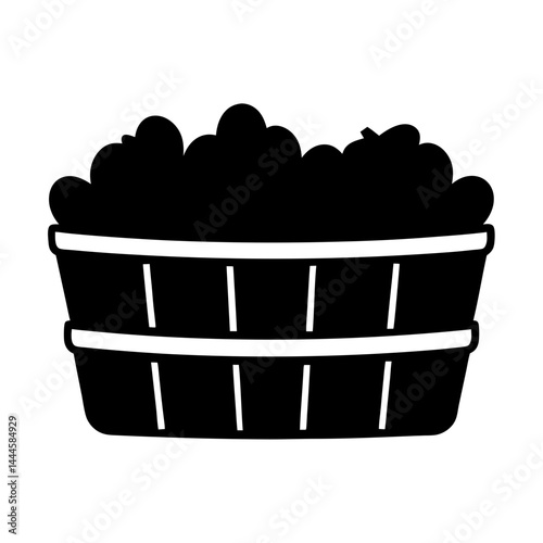 A Full Wooden Basket of Apples and Fruit Ready for Harvest
