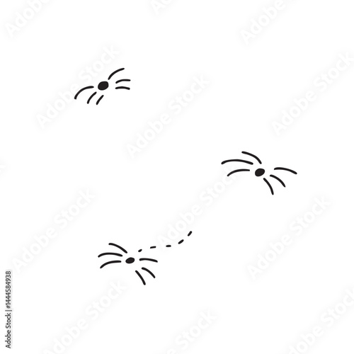 蜘蛛と蜘蛛の巣のシンプルな手描きの素材イラスト