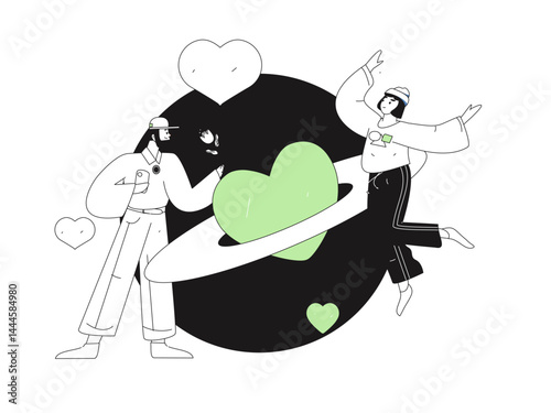 Happy Valentine's Day flat character vector concept business hand drawn illustration
