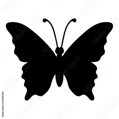 A Simple Black Silhouette of a Butterfly with Elegant Wings
