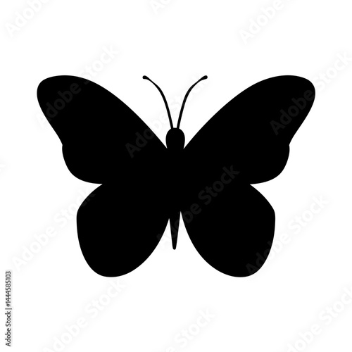 Simple Black Butterfly Silhouette Graphic Design Element Vector Illustration