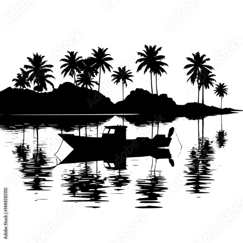 silhouette of a boat on the beach