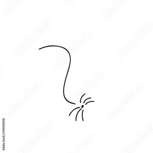 蜘蛛と蜘蛛の巣のシンプルな手描きの素材イラスト