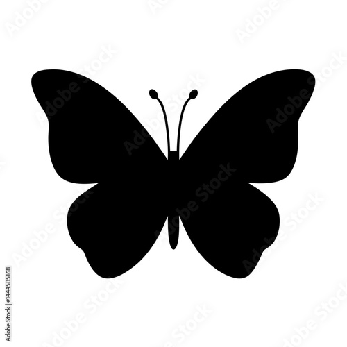 Simple Black Butterfly Silhouette Icon Graphic Design Element