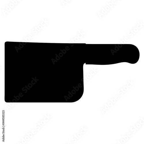 Black Silhouette of a Butcher Cleaver Meat Knife Tool for Cutting