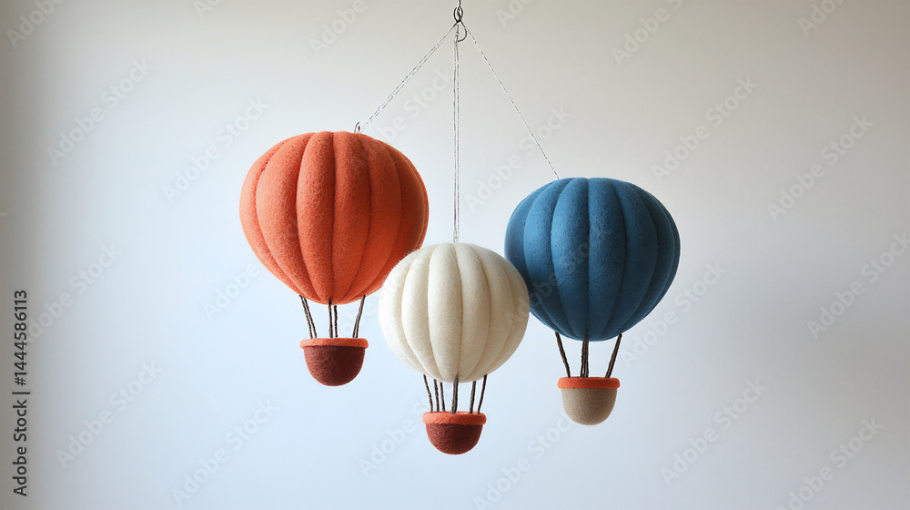 Obraz premium felt hot air balloon mobile for baby room