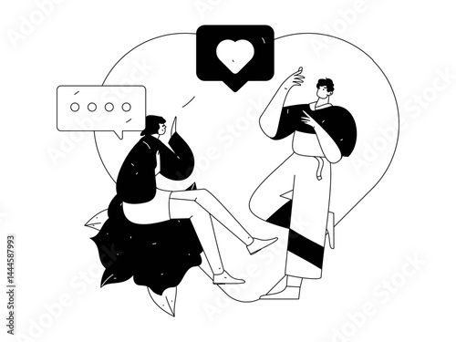 Happy Valentine's Day flat character vector concept business hand drawn illustration
